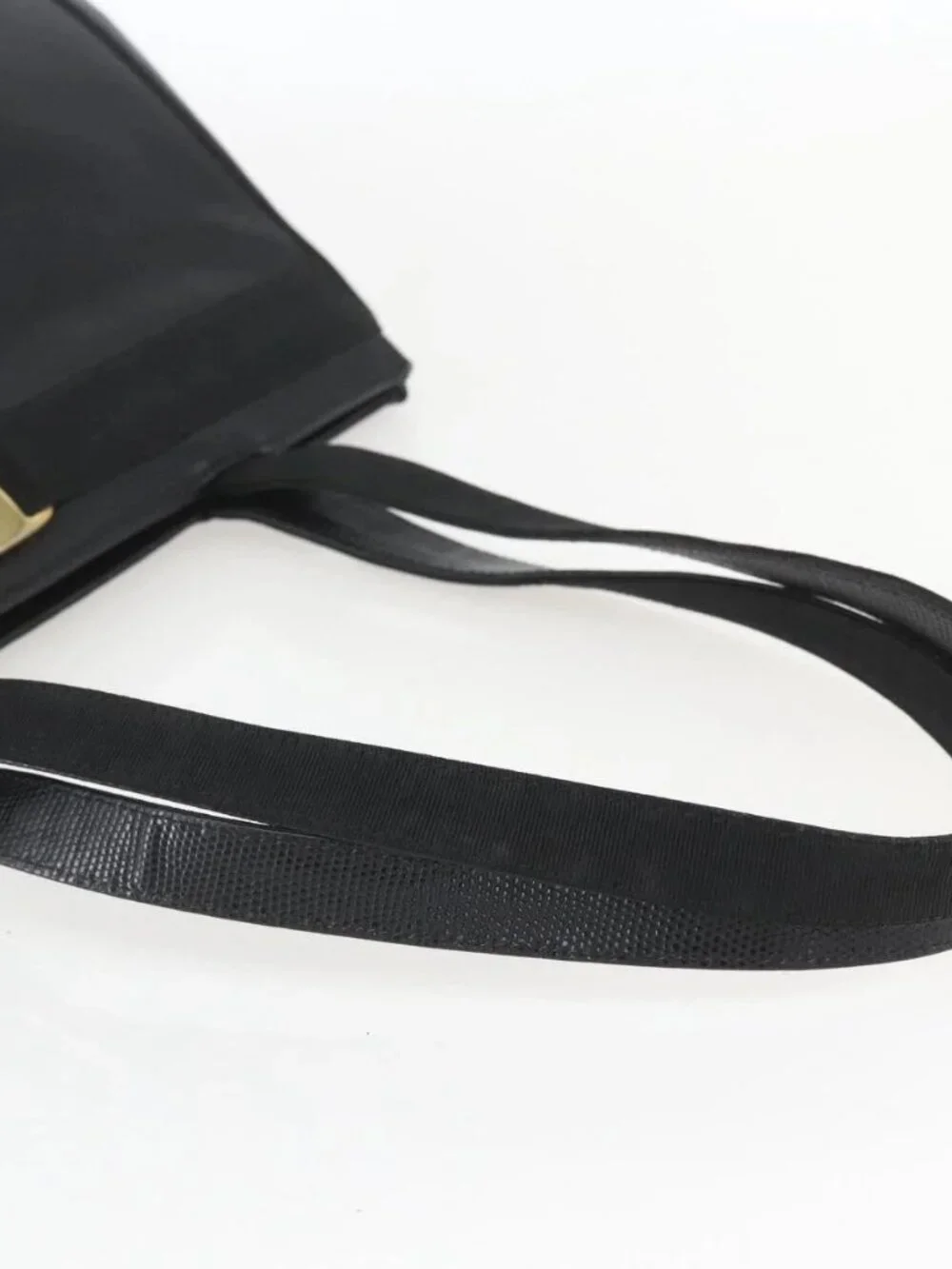 Salvatore Ferragamo Vala Tote Bag Leather Black Gold Auth am10419